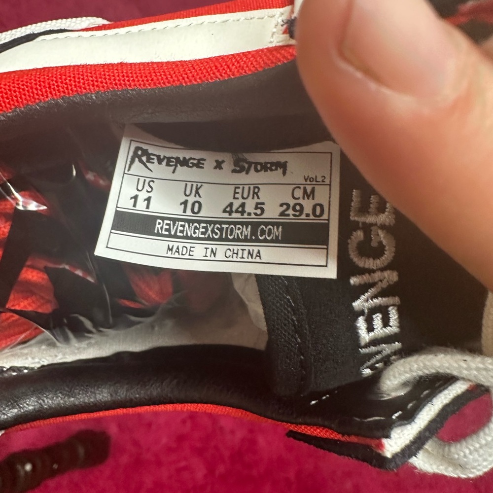 Revenge x Storm Volume 2 Low Top Red / Black Mens 11 - Picture 11 of 11